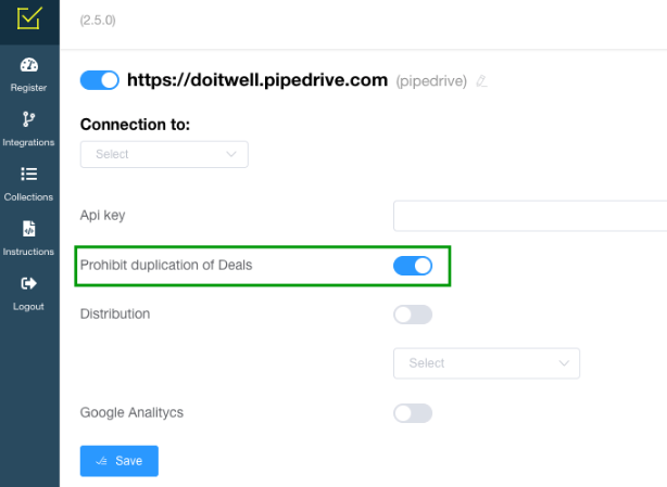 Configuration of creating new deals in LeadBox